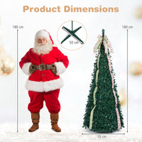 1.8M/2.1M Artificial Christmas Tree with Tree Topper Bow and 4 Ribbons