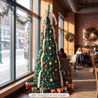 1.8M/2.1M Artificial Christmas Tree with Tree Topper Bow and 4 Ribbons
