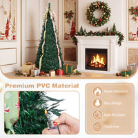 1.8M/2.1M Artificial Christmas Tree with Tree Topper Bow and 4 Ribbons
