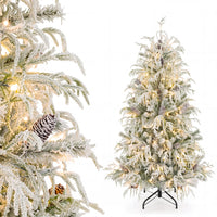 150/180cm Flocked Christmas Tree, Pre-Lit, Hinged