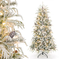 150/180cm Flocked Christmas Tree, Pre-Lit, Hinged