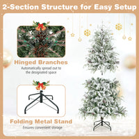 150/180cm Flocked Christmas Tree, Pre-Lit, Hinged
