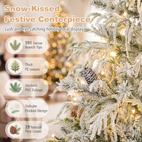 150/180cm Flocked Christmas Tree, Pre-Lit, Hinged