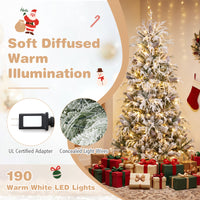 150/180cm Flocked Christmas Tree, Pre-Lit, Hinged