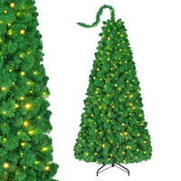 150cm/180cm Flocked Christmas Tree with LED Lights and Pine Needles
