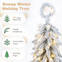 150/180/210cm Pre-Lit Artificial Christmas Tree with Bendable Top Hinges and Snow Flock