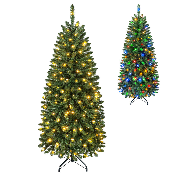 180/150cm Pre-Lit Christmas Tree with Warm White and Multi-color LED