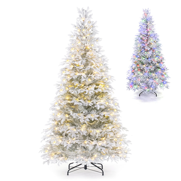 180cm Pre-Lit Artificial Christmas Tree with Snow Flocked Branch Tips