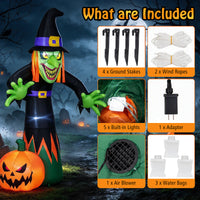 242cm Halloween Inflatable Witch and Pumpkin