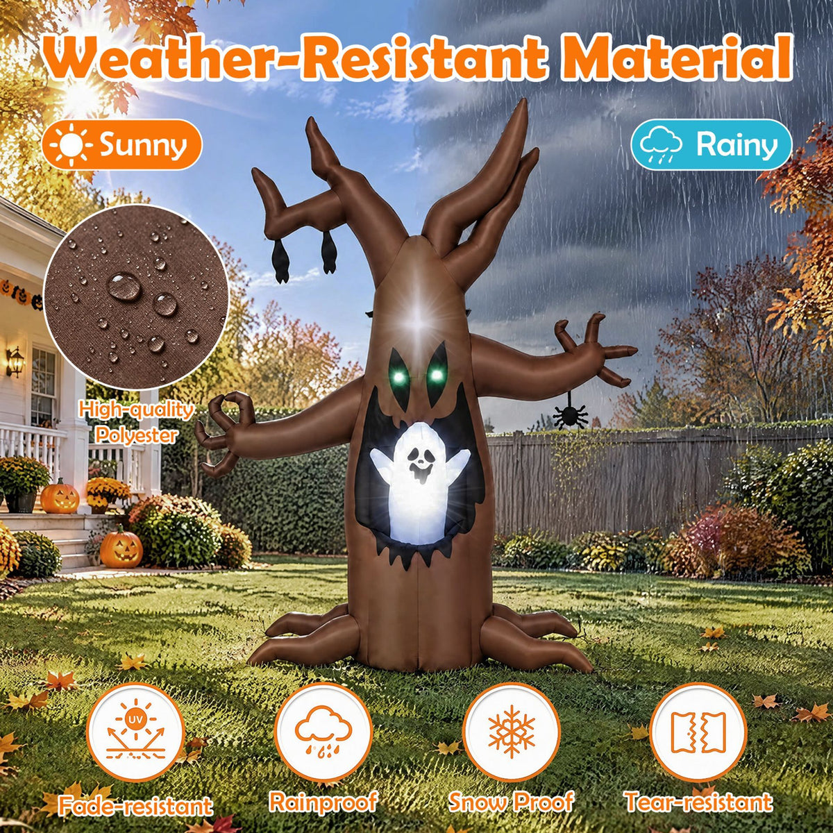 Giantex 240cm Halloween Inflatable Tree with Animated Popping Ghost
