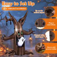 Giantex 240cm Halloween Inflatable Tree with Animated Popping Ghost