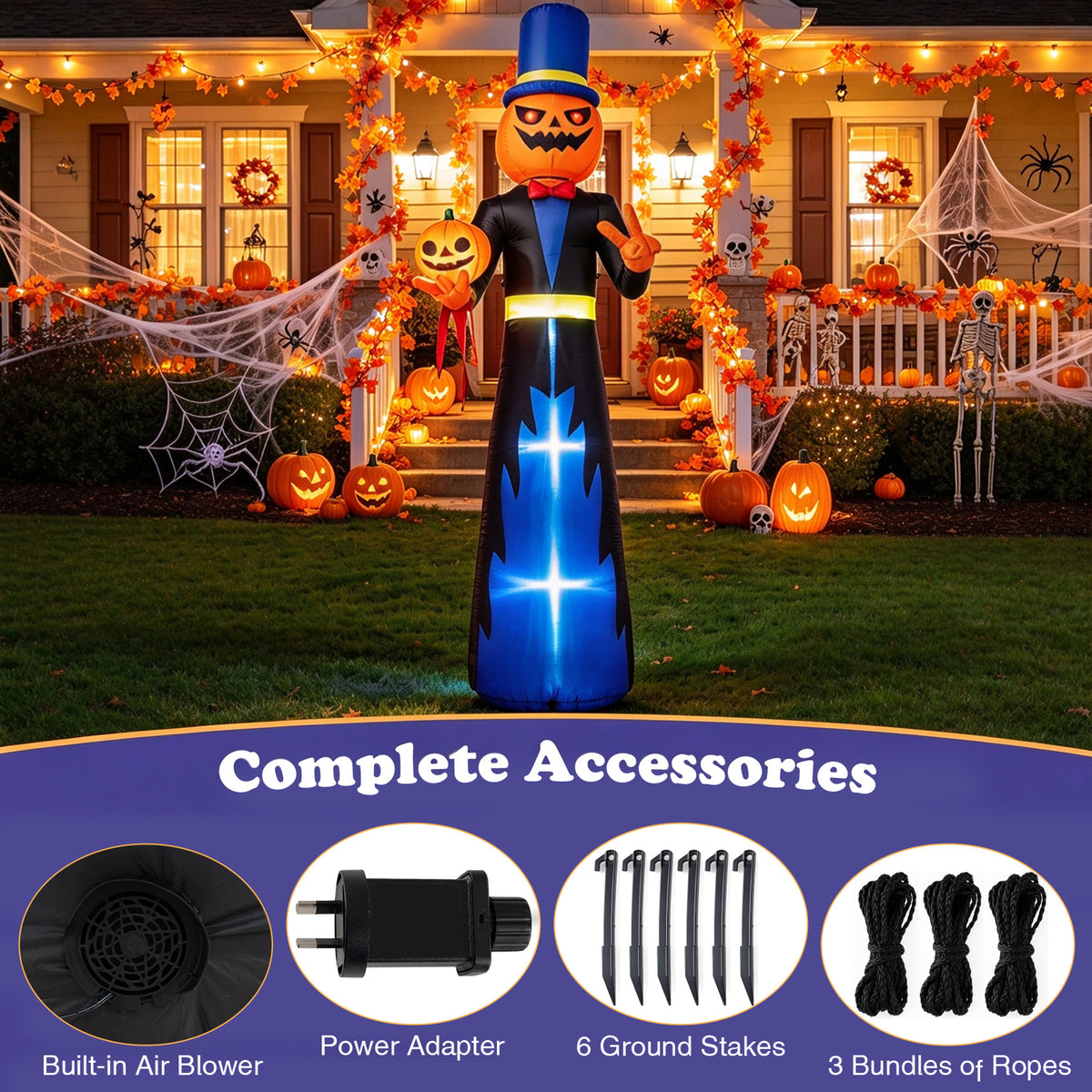 320cm Animated Halloween Inflatable Pumpkin Gentleman Decoration