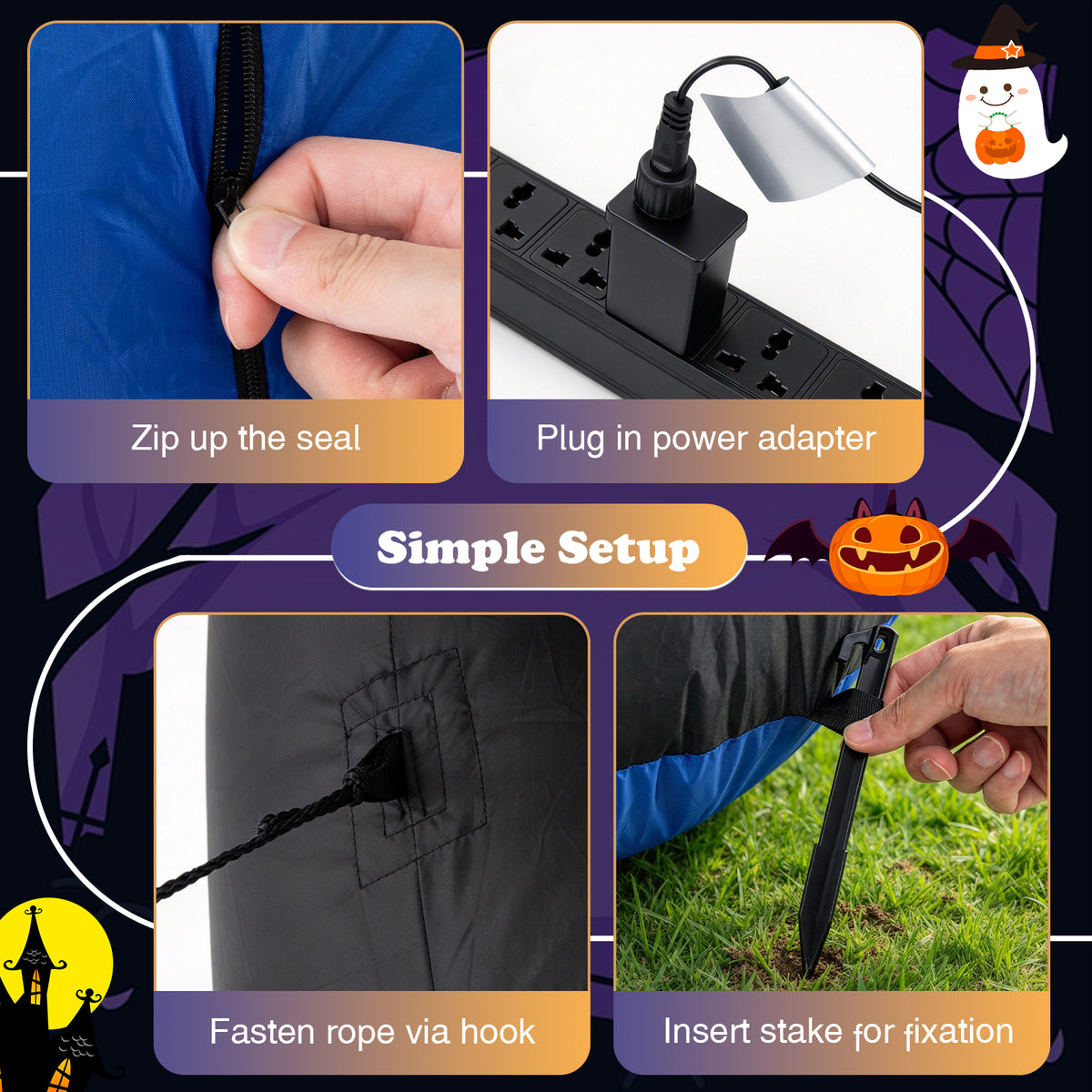 320cm Animated Halloween Inflatable Pumpkin Gentleman Decoration