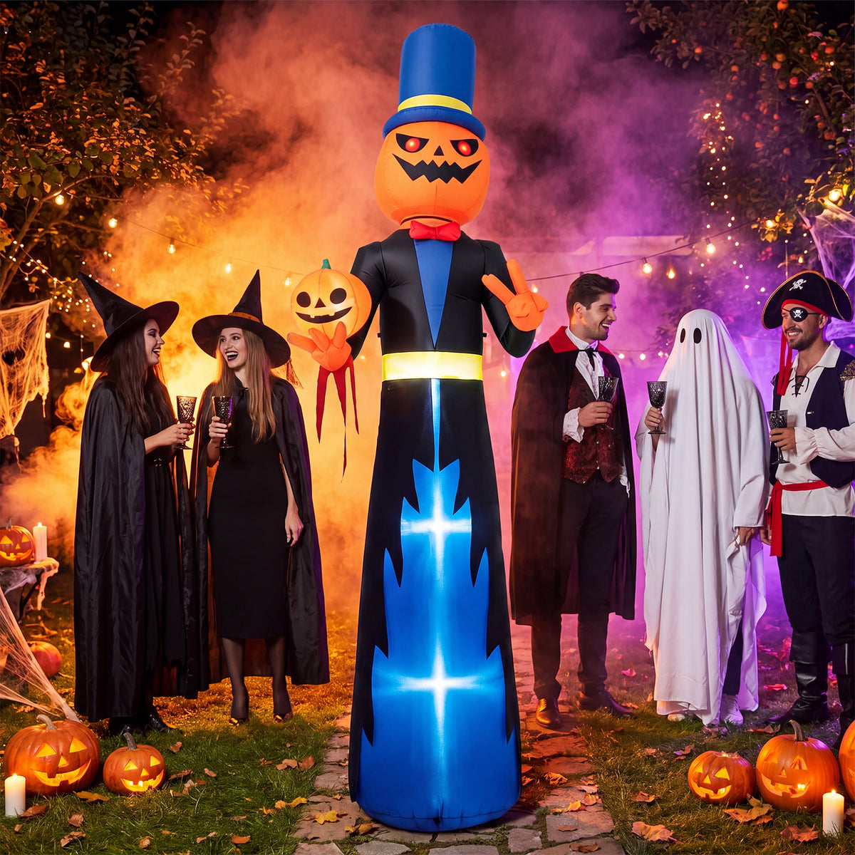 320cm Animated Halloween Inflatable Pumpkin Gentleman Decoration
