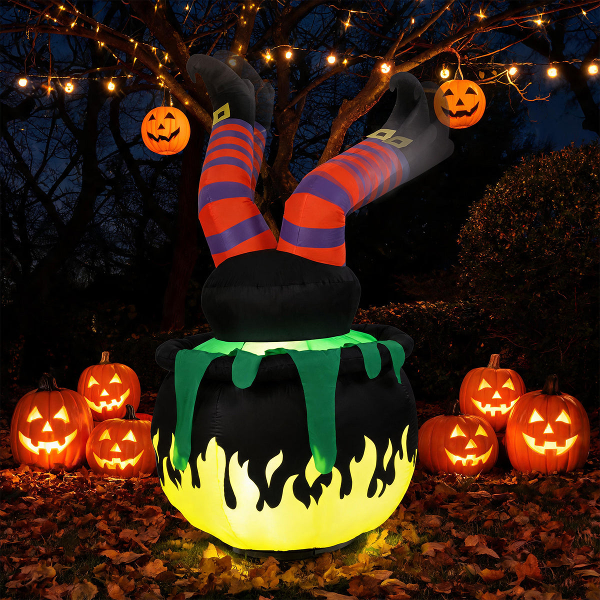 185cm Animated Halloween Inflatable Kicking Witch with LED Light