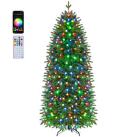 190cm Smart Pencil Christmas Tree with 220 Pre-Lit RGB LED Lights and Music Sync