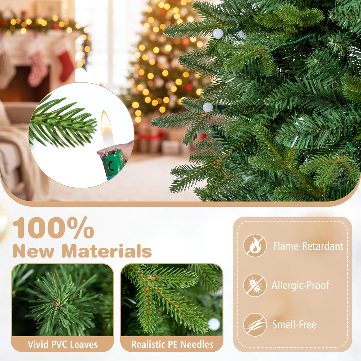 190cm Smart Pencil Christmas Tree with 220 Pre-Lit RGB LED Lights and Music Sync