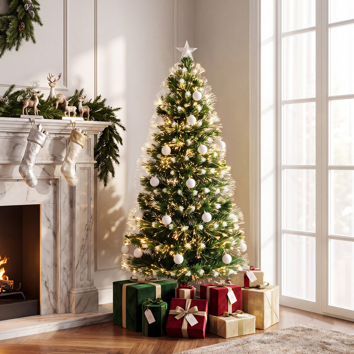 180cm/150 cm Artificial Fiber Optic Christmas Tree with 230/180 Branch Tips