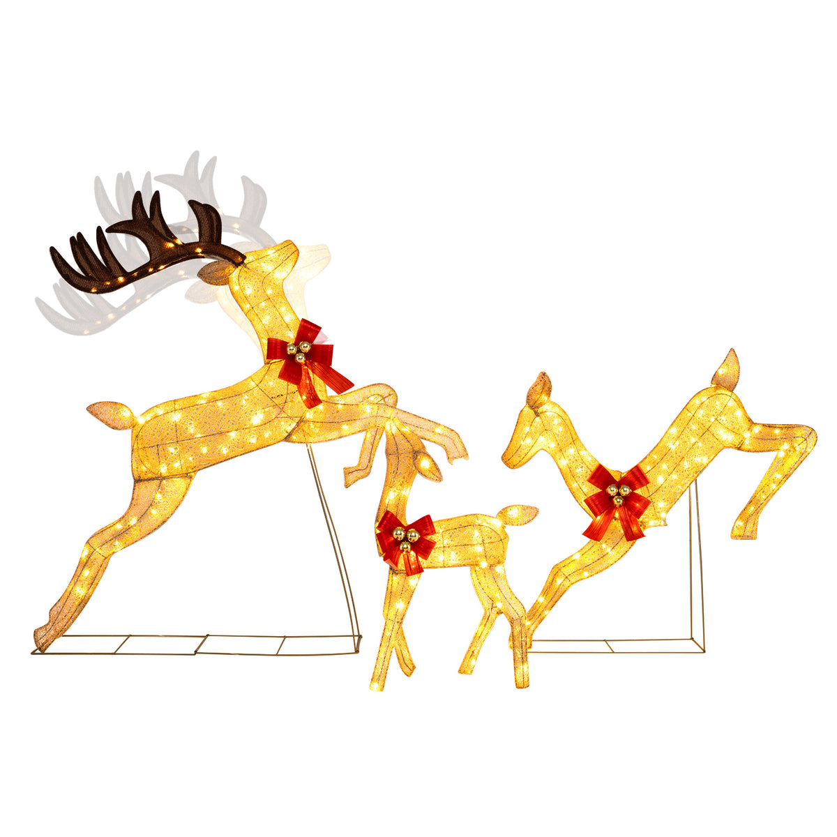 Lighted Reindeer Family Set of 3 Outdoor Pre-lit Christmas Decoration