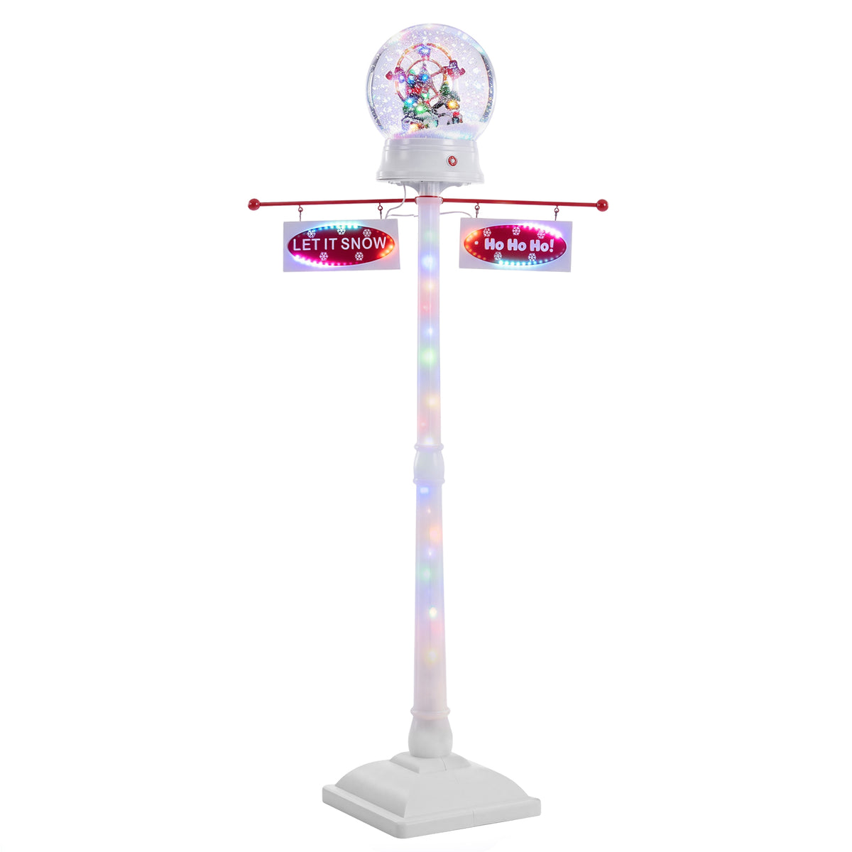 152 CM Indoor Christmas Street Lamp Post with Colorful Lights and Snow Effect