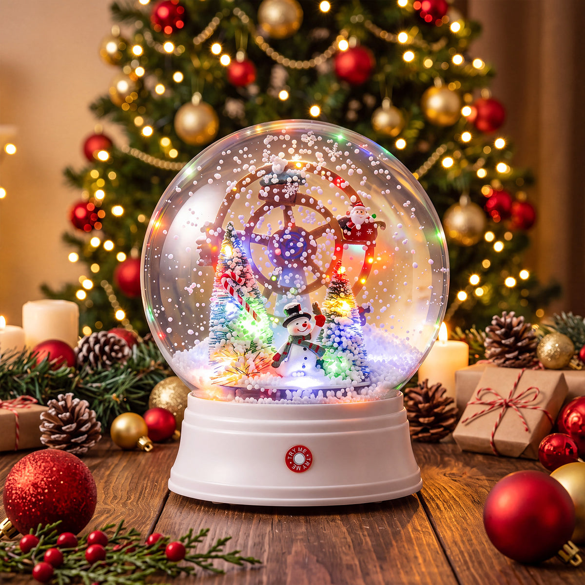 152 CM Indoor Christmas Street Lamp Post with Colorful Lights and Snow Effect