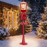 186 cm Musical Christmas Streetlight with LED Lights and Santa Scene