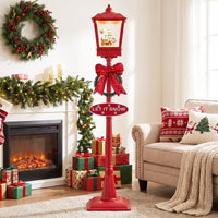 186 cm Musical Christmas Streetlight with LED Lights and Santa Scene