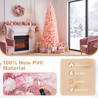 2.1M Pre-Lit Artificial Hinged Christmas Tree with 8 Lighting Modes