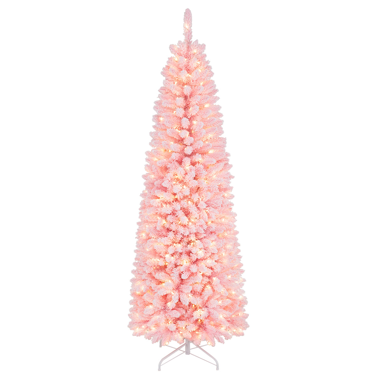 2.1M Pre-Lit Artificial Hinged Christmas Tree with 8 Lighting Modes