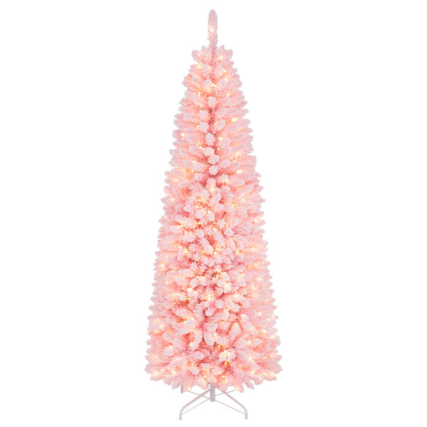 2.1M Pre-Lit Artificial Hinged Christmas Tree with 8 Lighting Modes