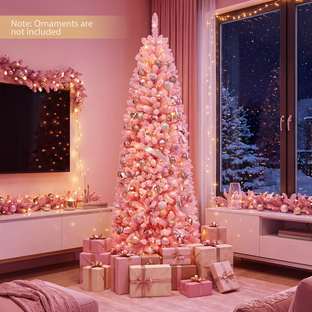 2.1M Pre-Lit Artificial Hinged Christmas Tree with 8 Lighting Modes