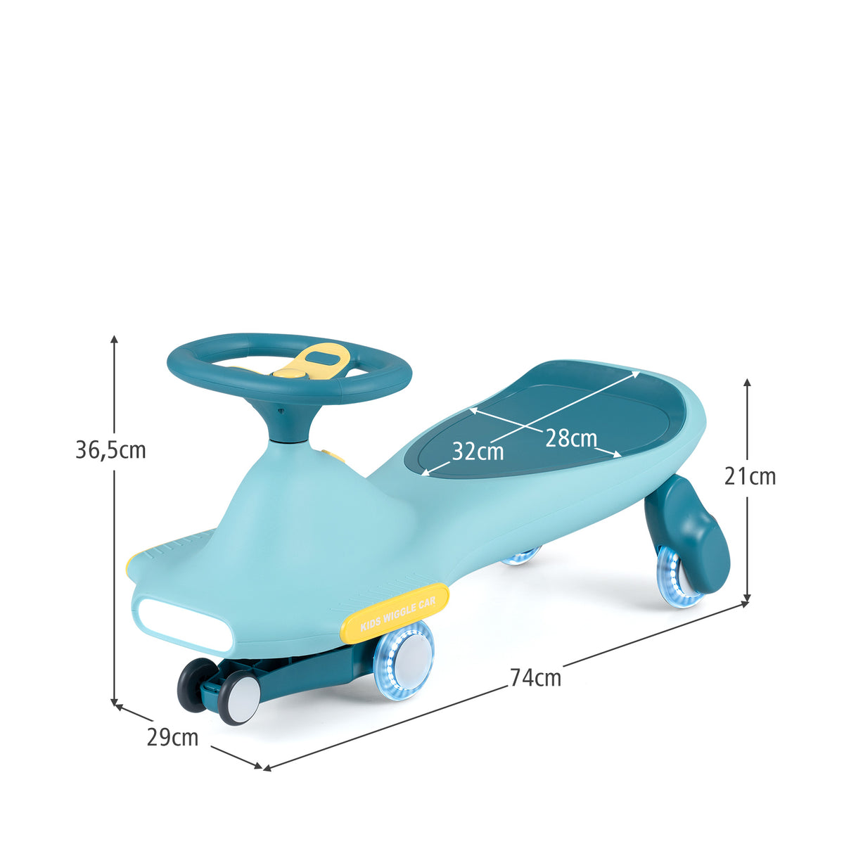 Wiggle Car for Kids w/ LED Flashing Wheels, Music, Horn