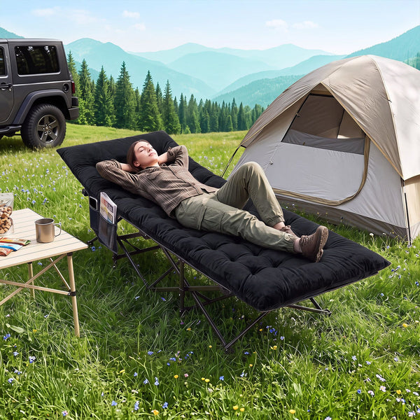 Camping Cot for Adults with Soft Padded Mat and Carrying Bag