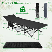 Camping Cot for Adults with Soft Padded Mat and Carrying Bag