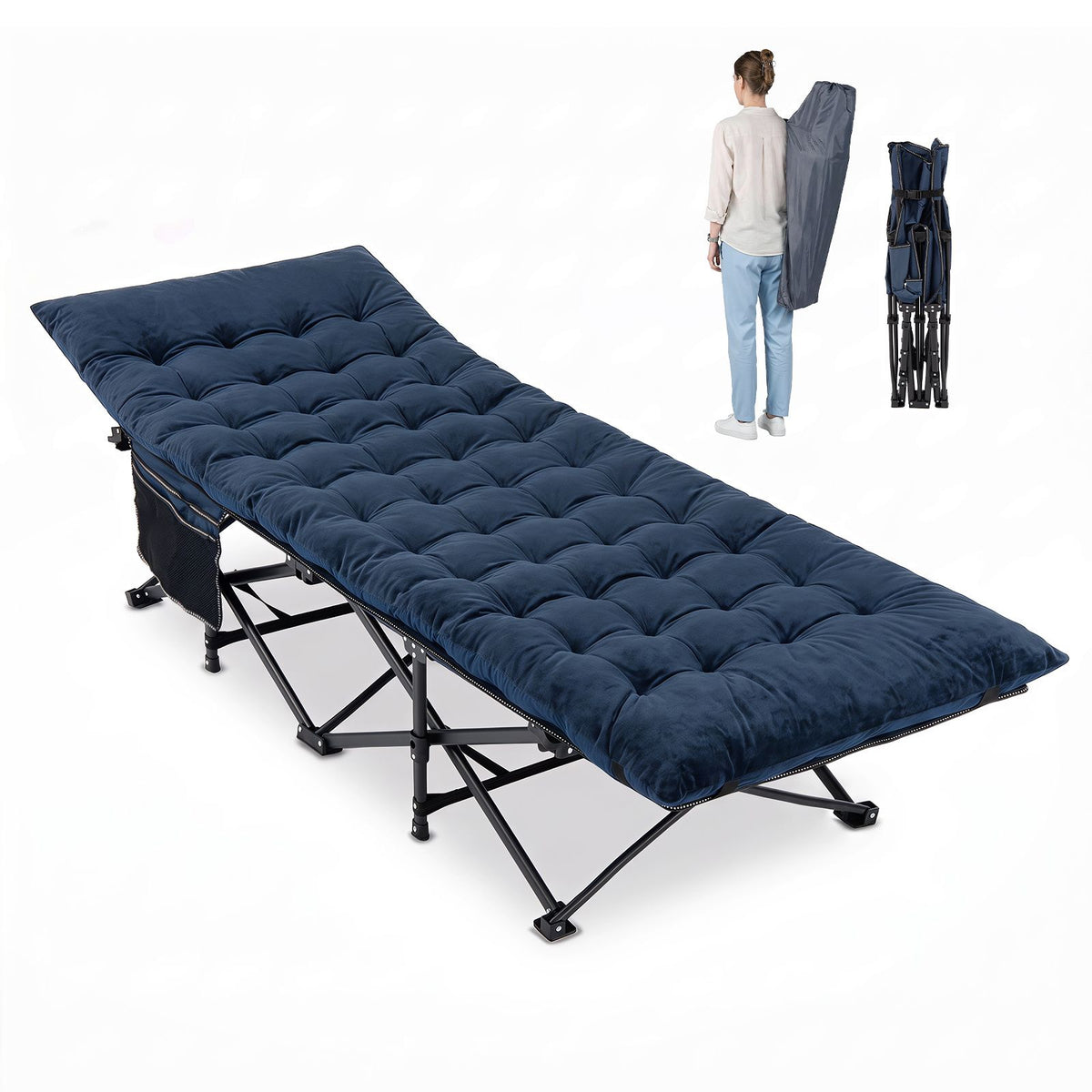Camping Cot for Adults with Soft Padded Mat and Carrying Bag