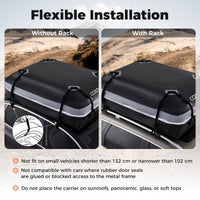 Car Rooftop Cargo Carrier with Anti-Slip Mat and 6 Door Hooks