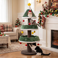 Cat Christmas Tree with Cozy Condo for Indoor Kittens