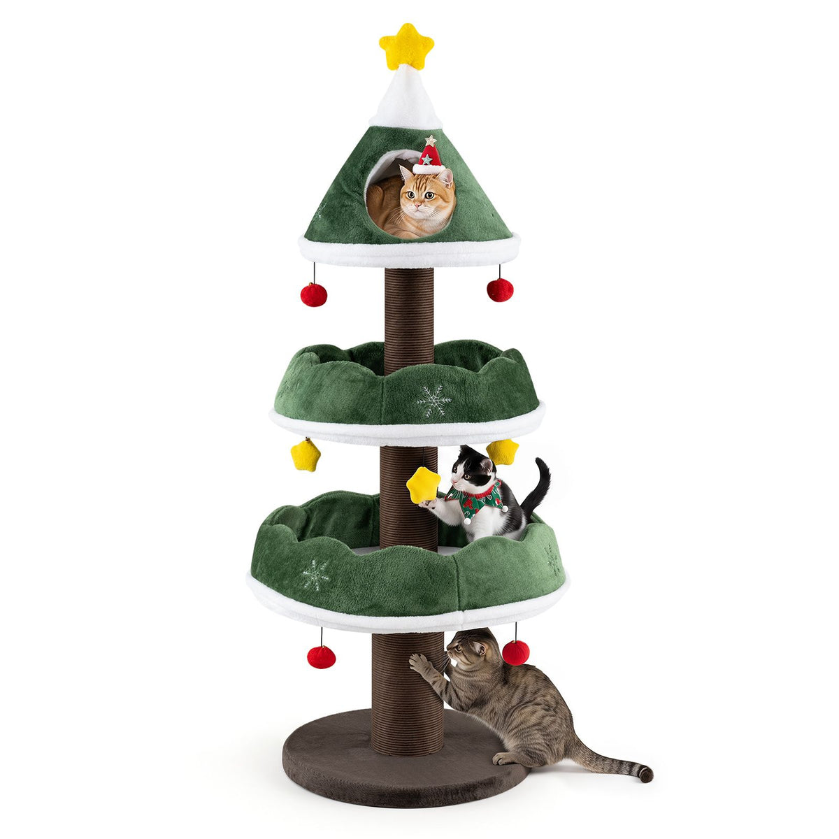 Cat Christmas Tree with Cozy Condo for Indoor Kittens
