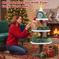 Cat Christmas Tree with Cozy Condo for Indoor Kittens