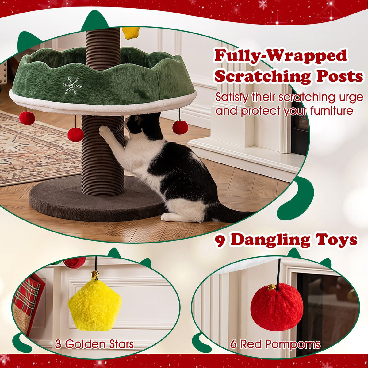 Cat Christmas Tree with Cozy Condo for Indoor Kittens