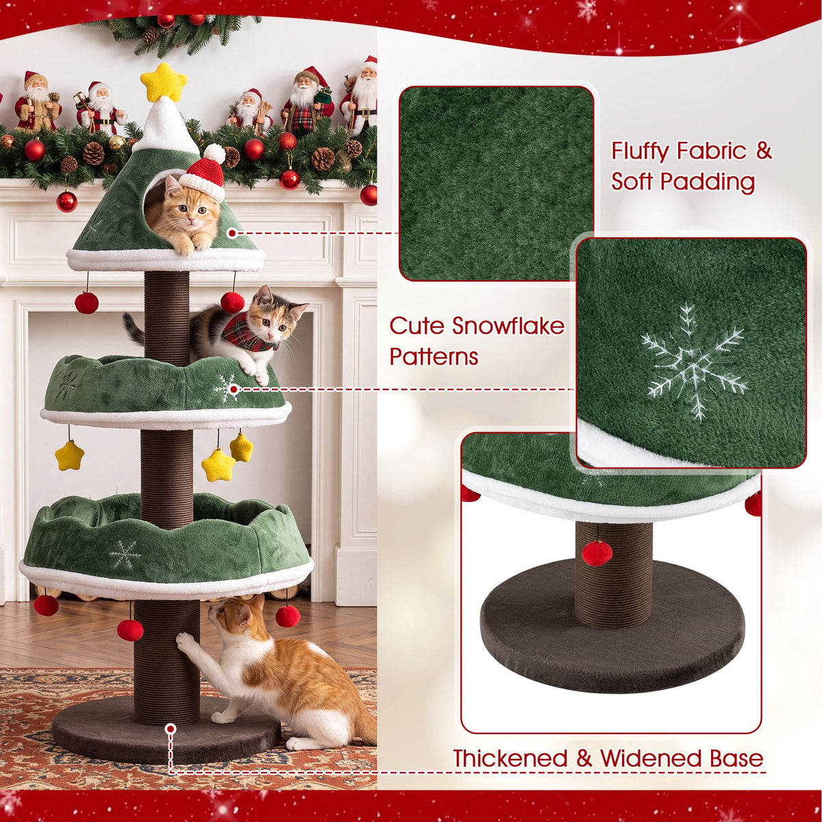 Cat Christmas Tree with Cozy Condo for Indoor Kittens