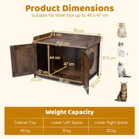 Cat Litter Box Enclosure Hidden Litter Box Furniture with 2 Barn Doors