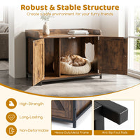 Cat Litter Box Enclosure Hidden Litter Box Furniture with 2 Barn Doors