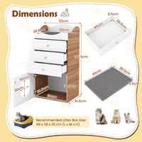 Cat Litter Box Enclosure with 3 Drawers and Removable Padded Cushion