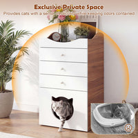 Cat Litter Box Enclosure with 3 Drawers and Removable Padded Cushion