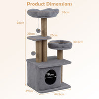 Cat Tower with Padded Top Perch and Cozy Condo for Kittens