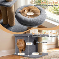 Cat Tower with Padded Top Perch and Cozy Condo for Kittens