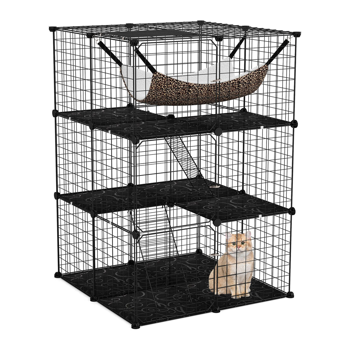 107/142 CM Large Cat Enclosure with Hammock and 1 Sky Window for Easy Access