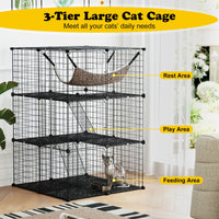 107/142 CM Large Cat Enclosure with Hammock and 1 Sky Window for Easy Access