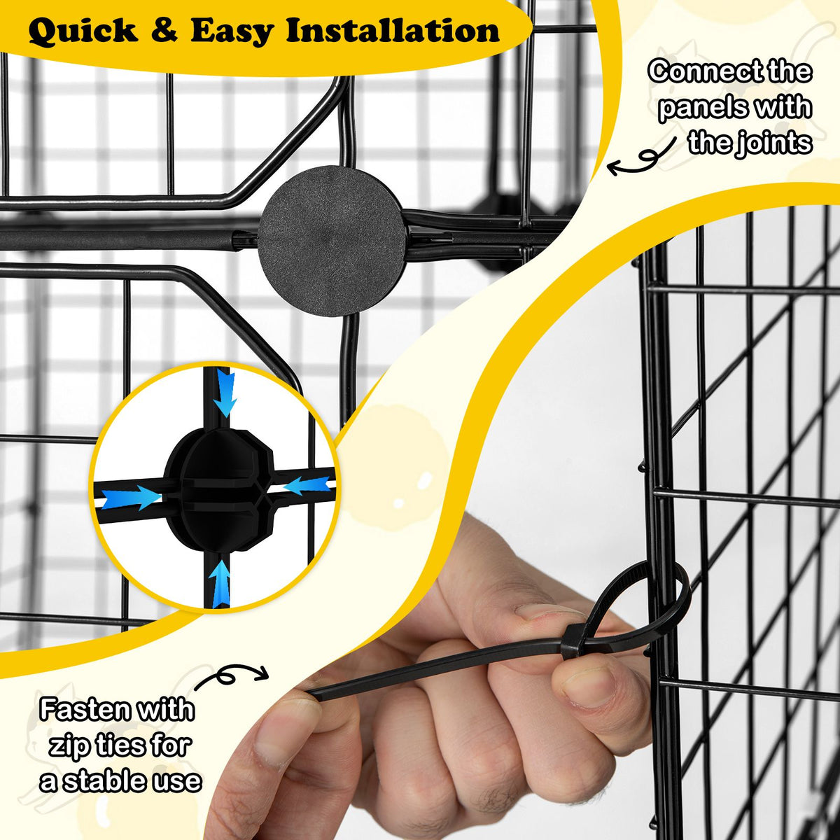 107/142 CM Large Cat Enclosure with Hammock and 1 Sky Window for Easy Access